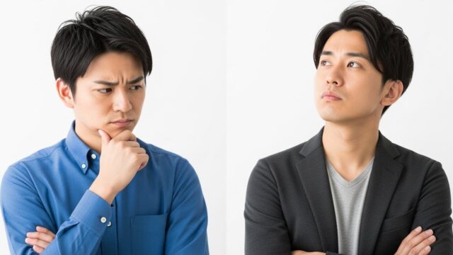 メンズリゼの素材考える男性2人