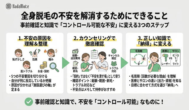 全身脱毛の不安を解消するための画像